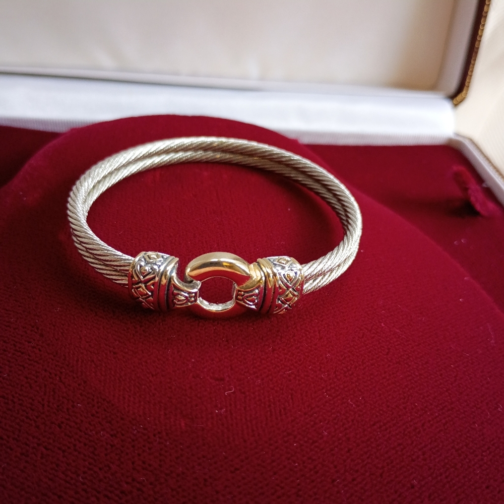 John Medeiros Gucci Jeweler Double Cable Two Tone Bracelet Modernist 6 Inches